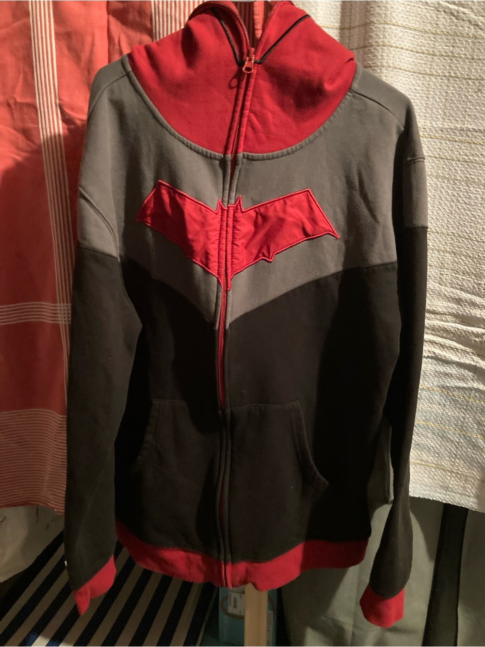 Red Hood Batman Emblem Zip Hoodie sweatshirt  with mask